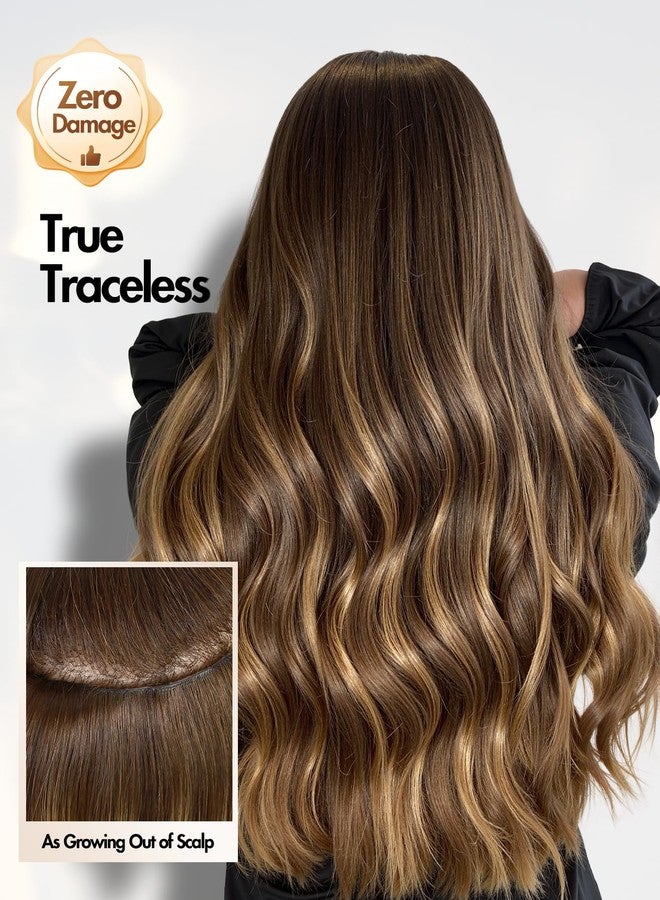 WIGER Invisible Edge Genius Butterfly Hair Extensions Real Human Hair Double Weft Hand-Tied Remy Human Hair Extensions With Dark Roots Injected Highlighted Blonde Micro Bead PU Skin Weft for Women - Image 3